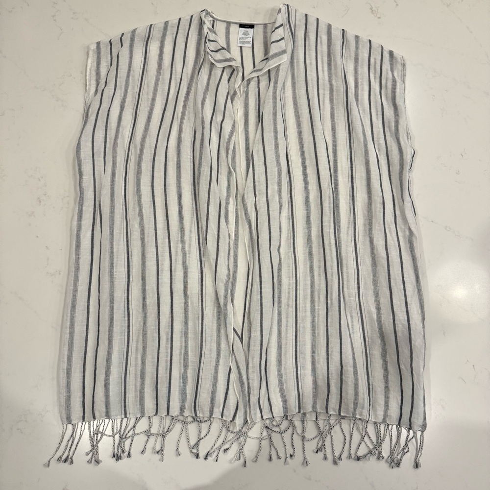J.Crew Linen Cotton Kimono XS/Small White Navy